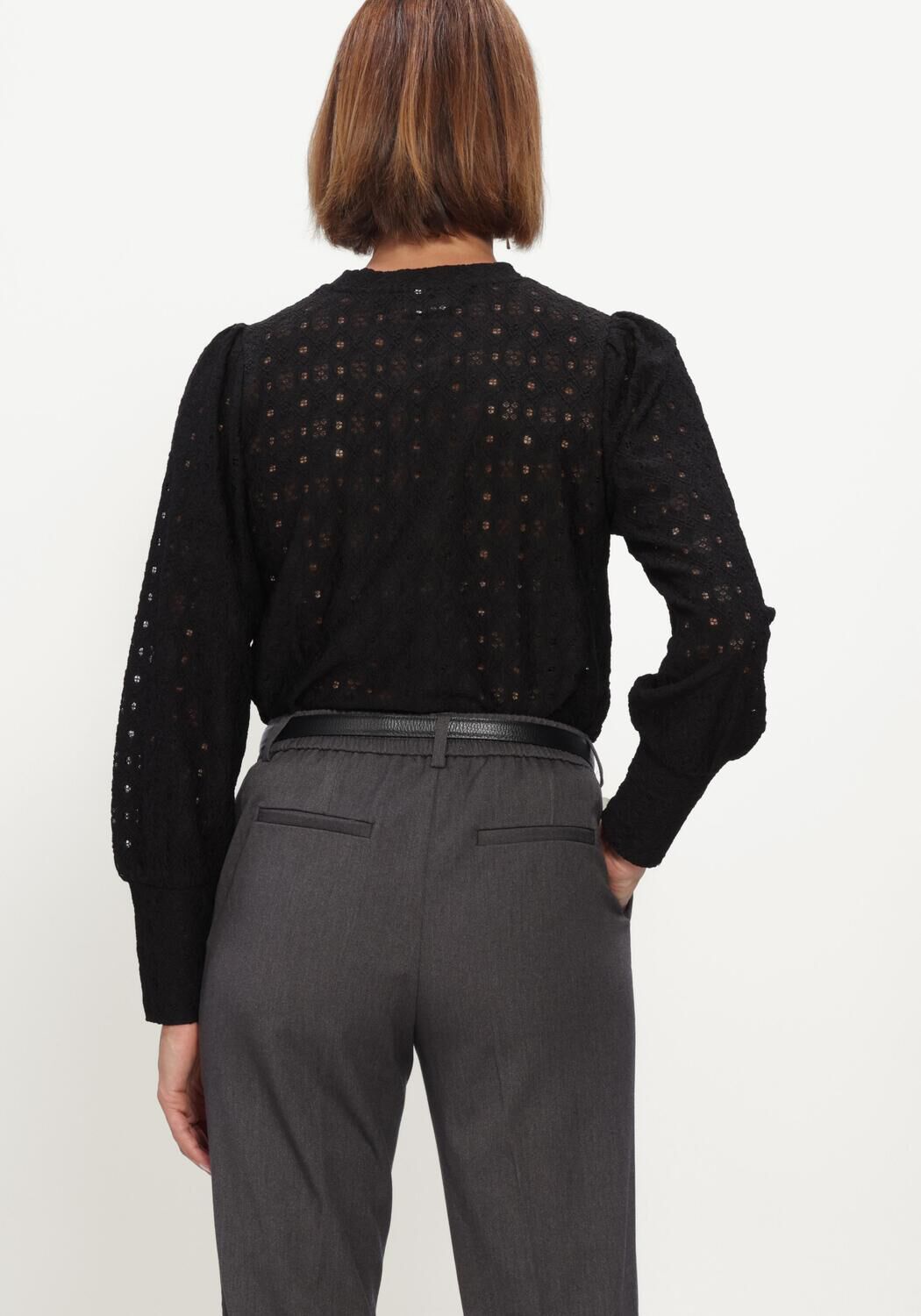 Schwarze OBJECT Pullover OBJLAILA L/S RE TOP NOOS - large