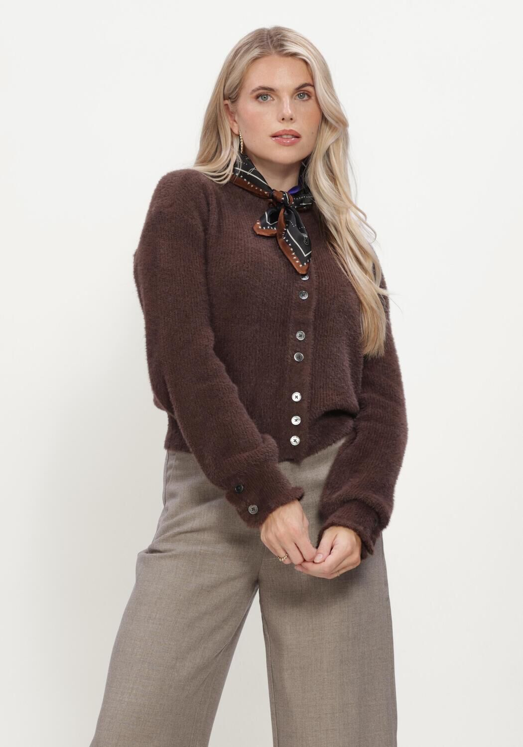 Braune RUBY TUESDAY Pullover & Cardigans VIVETT FLUFFY KNIT CARDIGAN - large