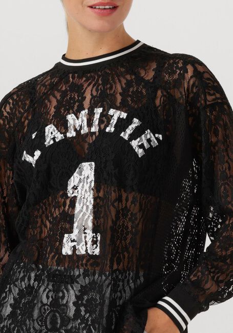 Schwarze HAUTE L'AMITIÉ Top LACE LS FOOTBALL BLOUSE - large