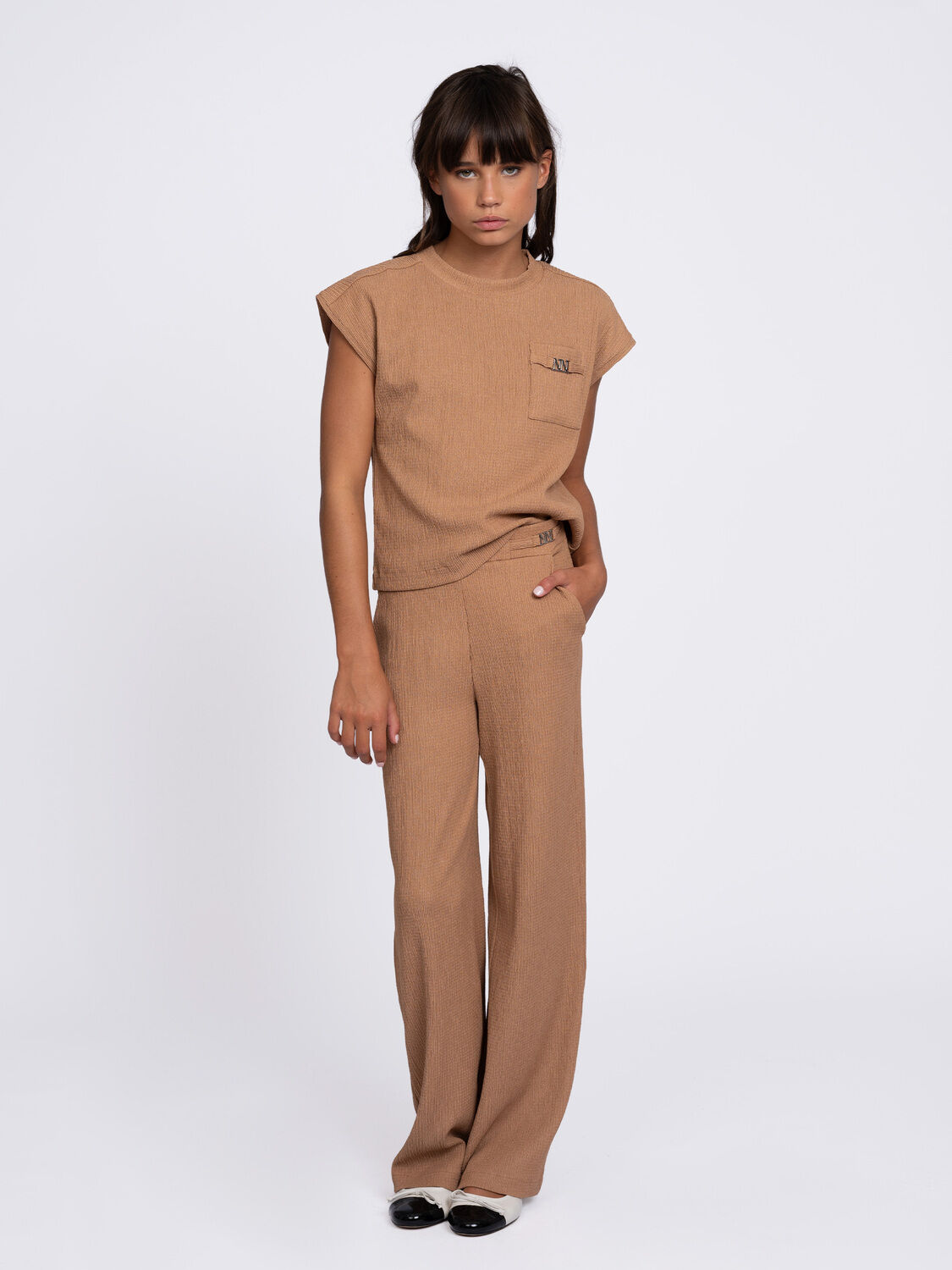 Camelfarbene NIK & NIK Weite Hose AALICIA PANT - large