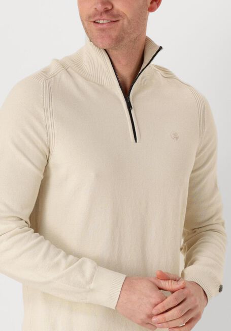 Beige CAST IRON Pullover HALF ZIP COLLAR COTTON STRETCH - large