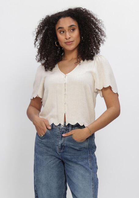 Beige OBJECT Strickjacke OBJSANNE 2/4 LO V-NECK TOP - large