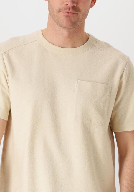 Beige CAST IRON T-shirt SHORT SLEEVE R-NECK REGULAR FIT STRUCTURE COTTON - large