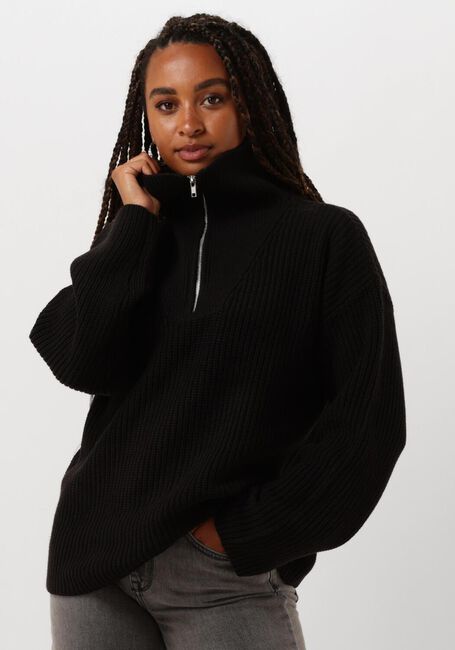 Schwarze SELECTED FEMME Rollkragenpullover SLFBLOOMIE LS KNIT HALF ZIP - large