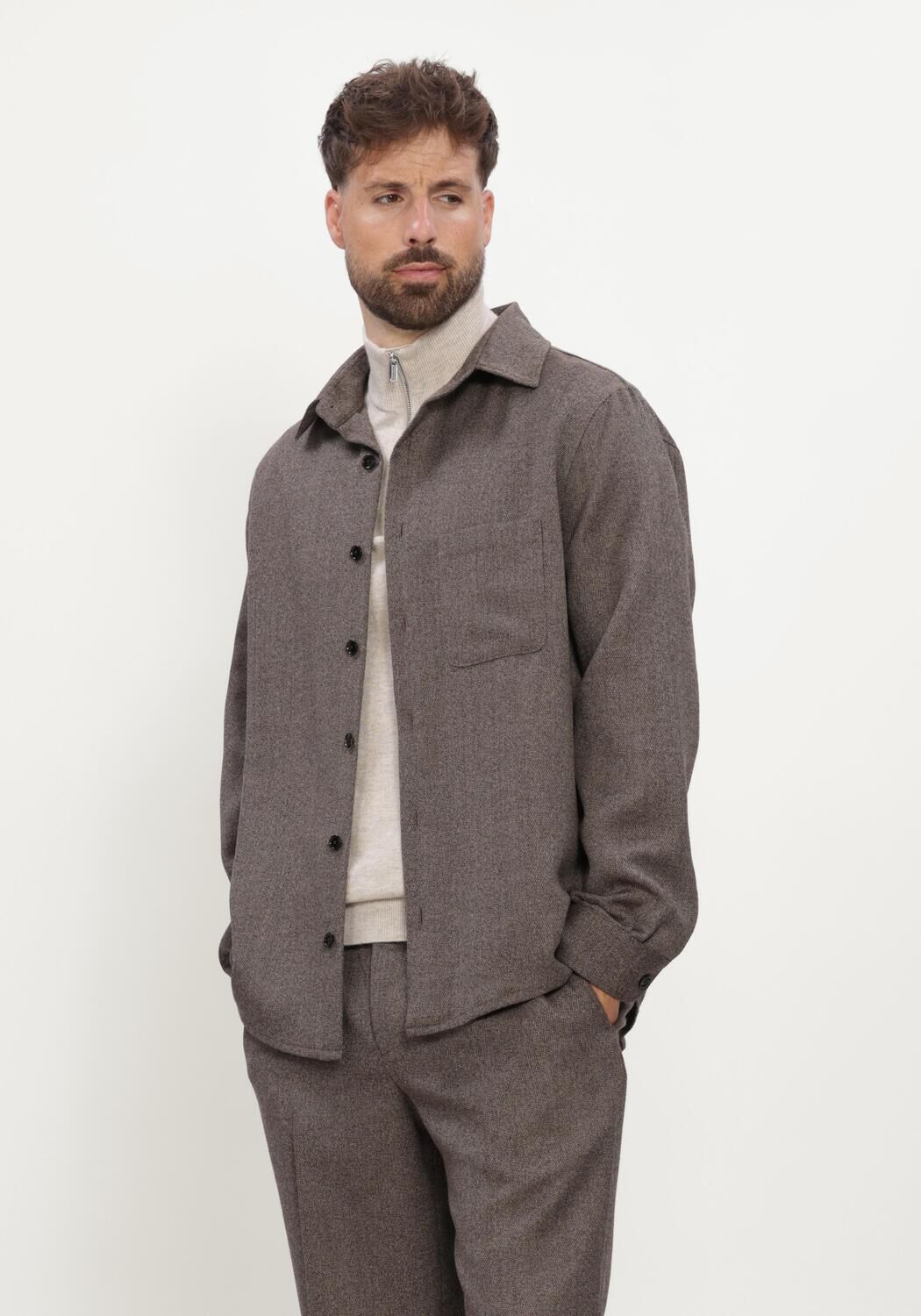 Braune PROFUOMO Overshirt OVERSHIRT MOULINE - large