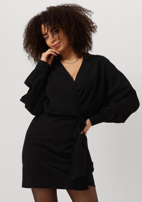 Schwarze ALIX THE LABEL Minikleid LADIES WOVEN LINEN LOOK WRAP DRESS - large