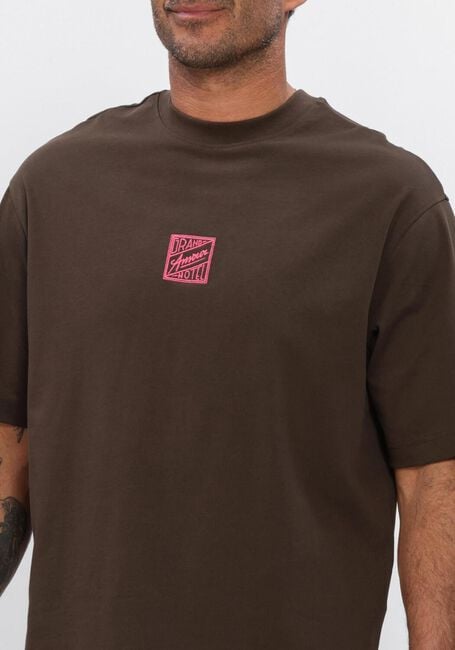 Braune SELECTED MEN T-shirt SLHRELAXBROCK SS TEE HOTEL  AMOUR - large