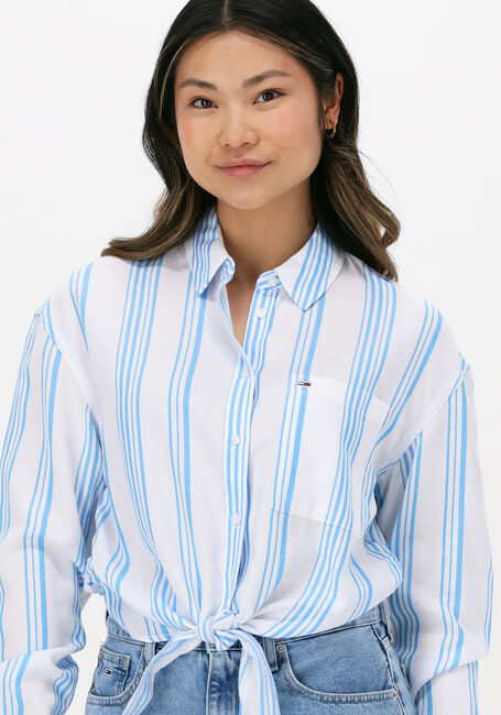 Blaue TOMMY JEANS Blusen TJW FRONT TIE STRIPE SHIRT - large