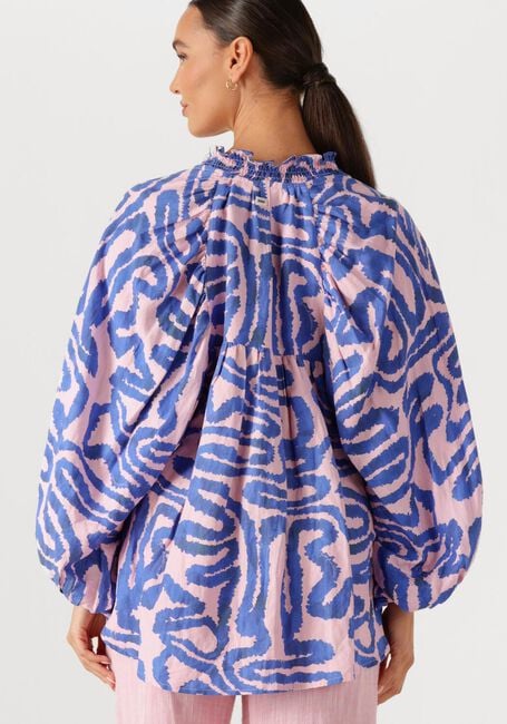 Mehrfarbige/Bunte POM AMSTERDAM Blusen BLOUSE WAVES PINK LINEN - large