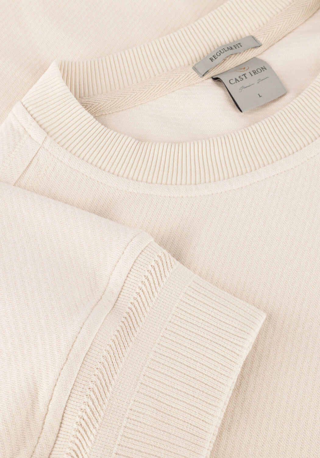 Ecru CAST IRON Pullover LONG SLEEVE R-NECK REGULAR FIT TWILL - large