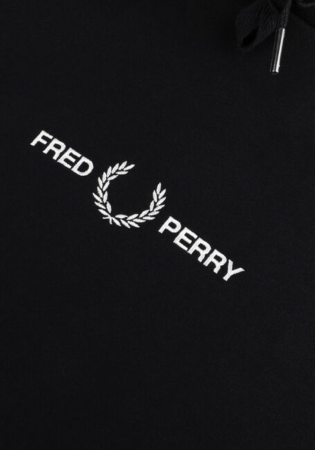 Schwarze FRED PERRY Sweatshirt EMBROIDERED HOODED SWEATSHIRT - large