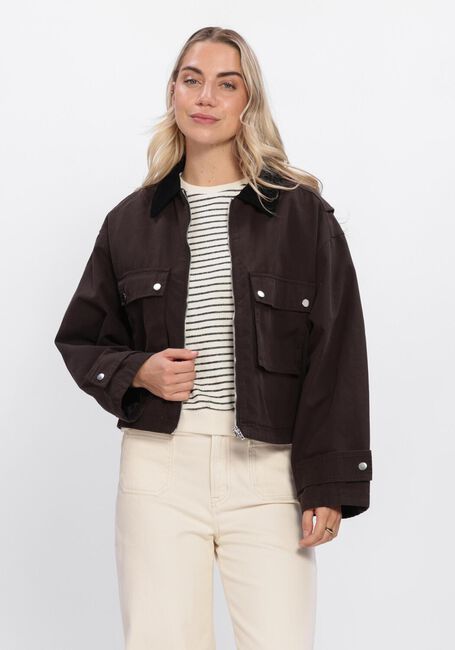 Braune NEO NOIR Lederjack RIVERA CANVAS BOXY JACKET - large