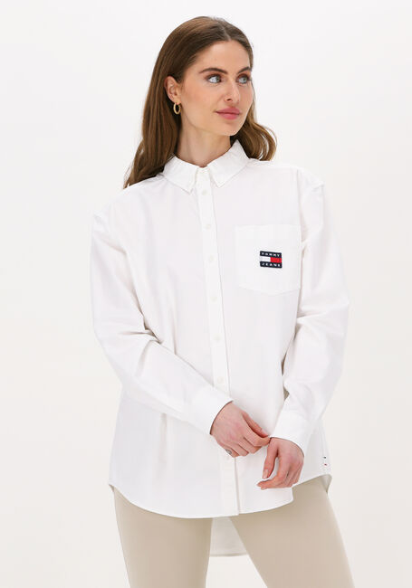 Weiße TOMMY JEANS Blusen TJW BADGE BOYFRIEND SHIRT - large