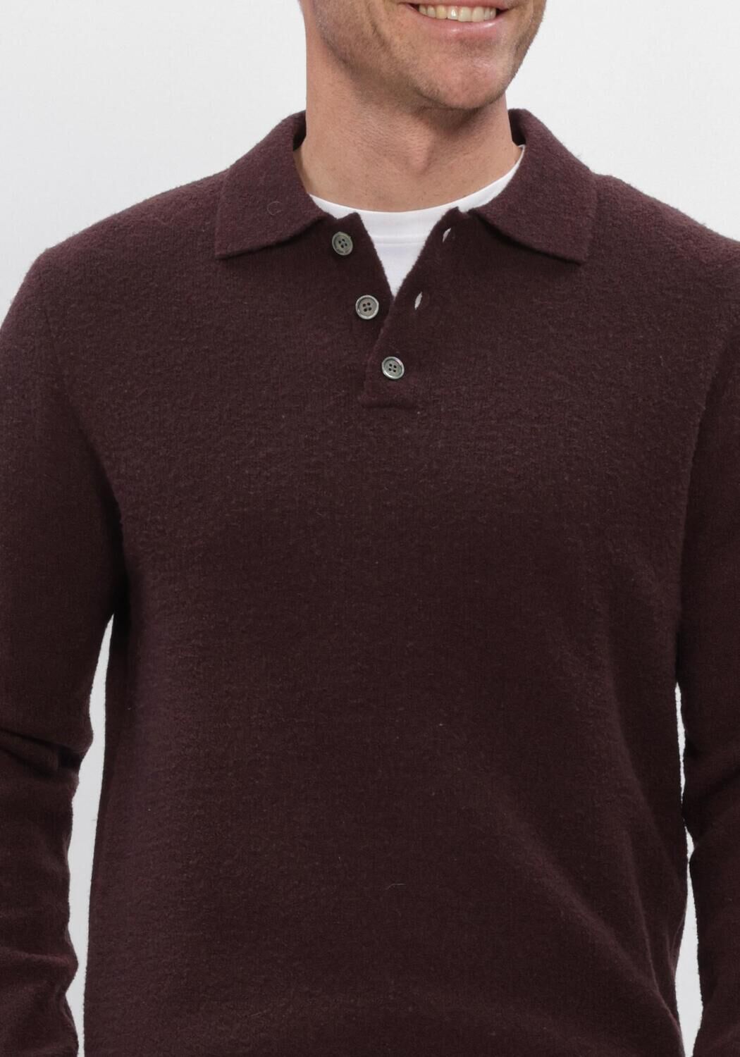 Bordeaux PROFUOMO Polo-Shirt BOILED WOOL - large