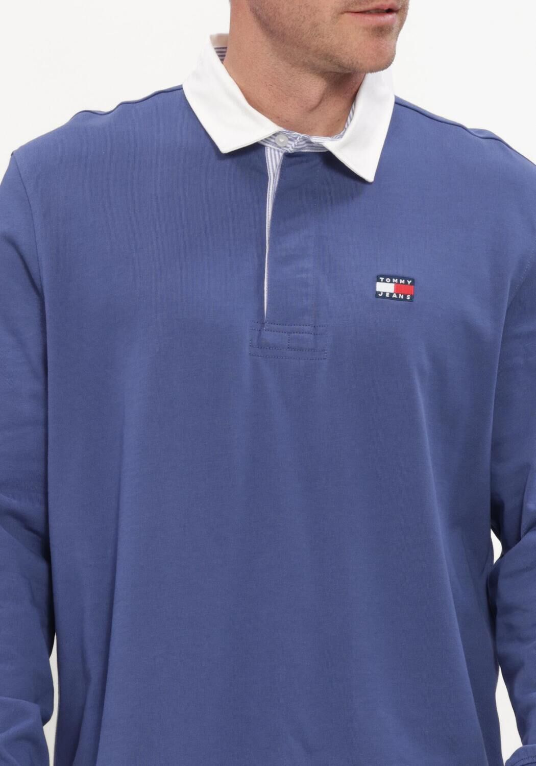 Blaue TOMMY JEANS Polo-Shirt TJM RLX ESS BADGE RUGBY EXT - large
