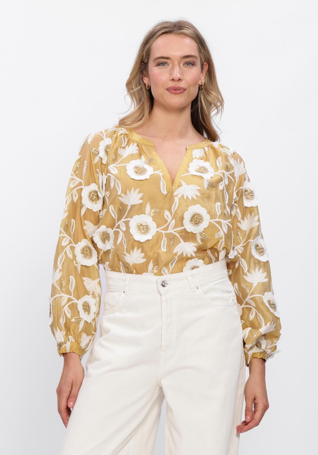 Goldfarbene AAIKO Blusen ALANZA 3D TEN 518 - large