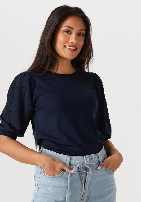 Blaue JANSEN AMSTERDAM Top TANDA TOP K 136 SHORT PUFFED SLEEVE - large