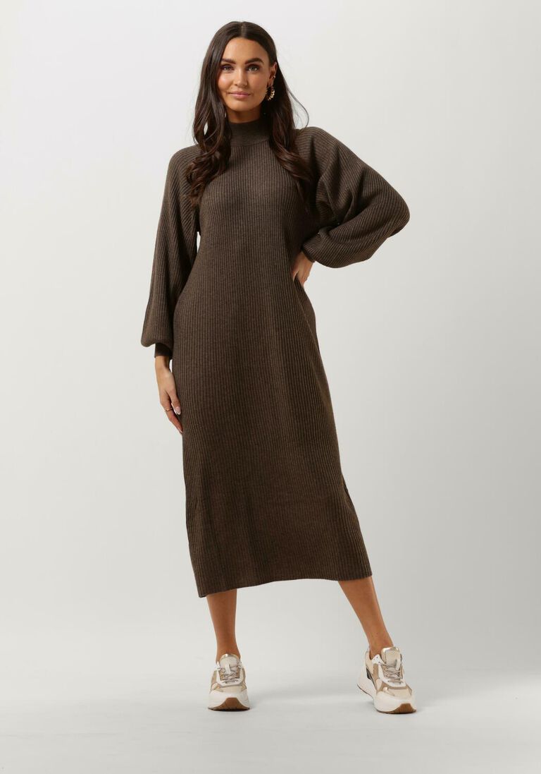 braune selected femme midikleid slfnappy ls knit dress b