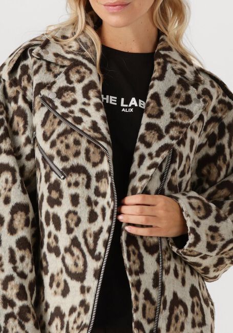 Beige ALIX THE LABEL Jack LADIES WOVEN JAQUAR BIKER JACKET - large