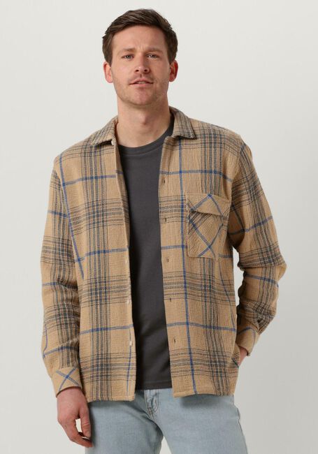 Camelfarbene WOODBIRD Overshirt PRIZE CHECK SHIRT - large