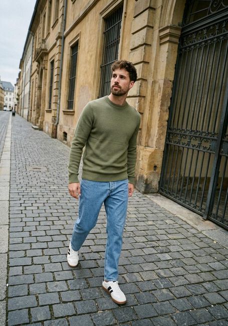Gr&uuml;ne SELECTED MEN Pullover SLHDANE LS KNIT STRUCTURE CREW NECK NOOS - large