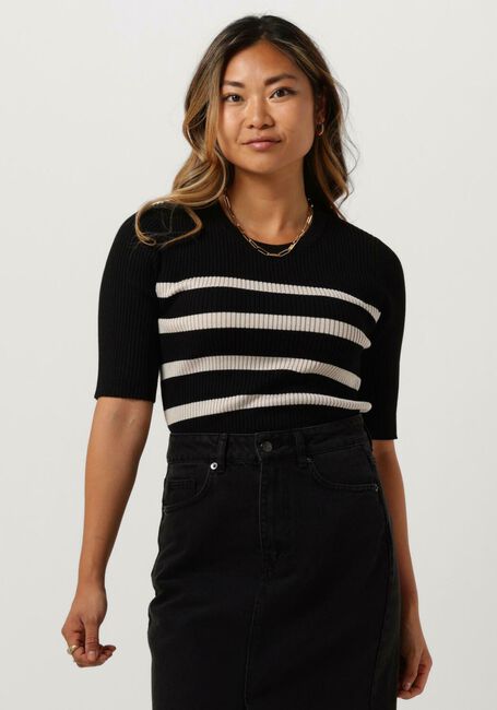 Schwarze CO'COUTURE T-shirt BADOE STRIP MIDI SLEEVE KNIT - large