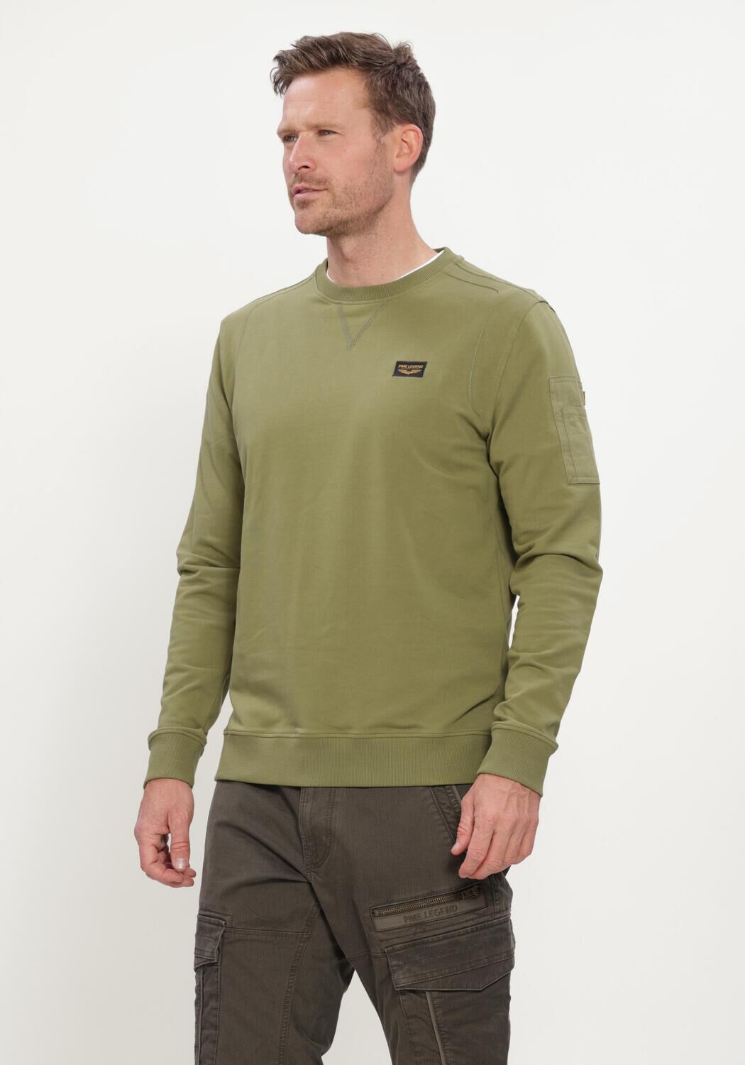 Khaki PME LEGEND Sweatshirt CREWNECK AMERICAN CLASSIC - large