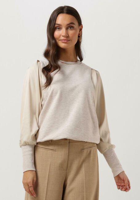 Beige SUMMUM Pullover SWEATER SATIN MIX SWEAT - large