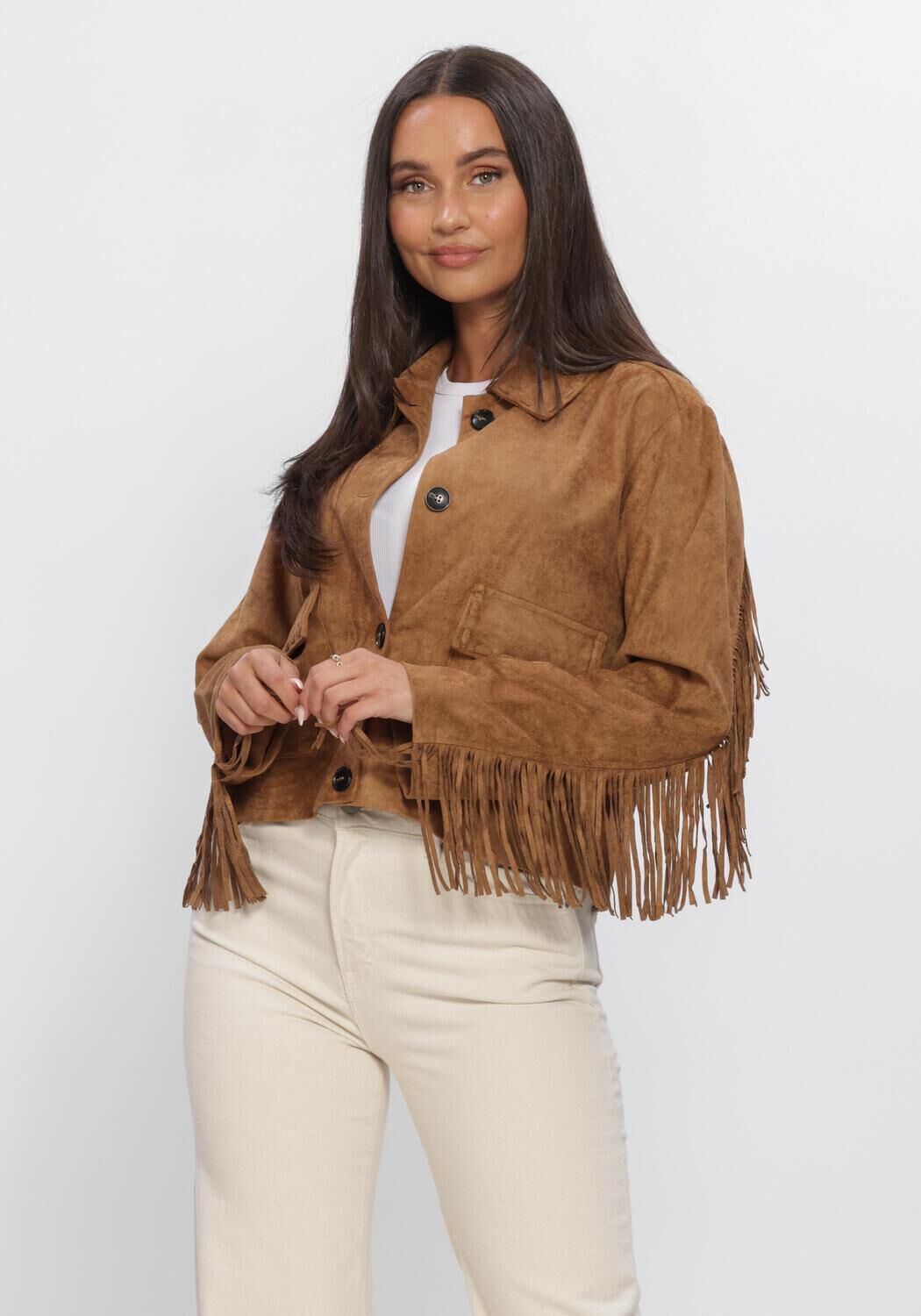 Braune NEO NOIR Jack LAURON FAUX SUEDE JACKET - large