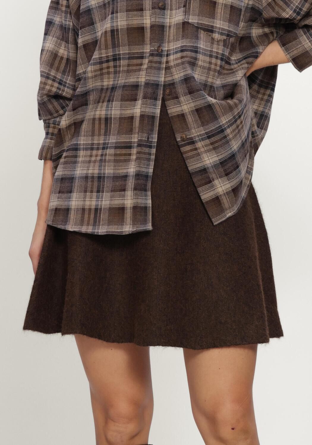 Braune NEO NOIR Minirock RENATA FLUFFY KNIT SKIRT - large