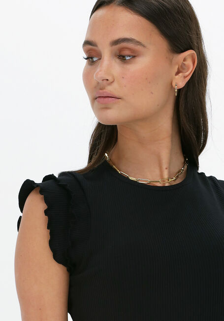 Schwarze NA-KD Top FRILL RIBBED JERSEY TOP - large