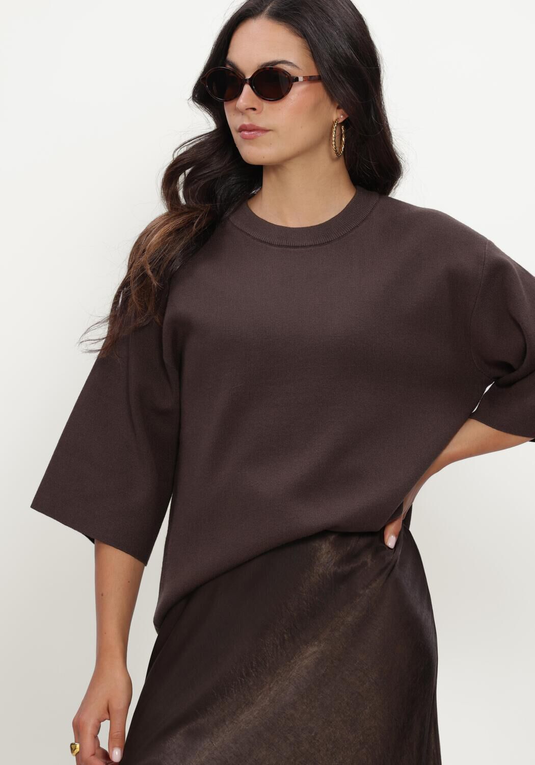 Braune MSCH COPENHAGEN Pullover MSCHAGATHA EAST 3/4 PULLOVER - large