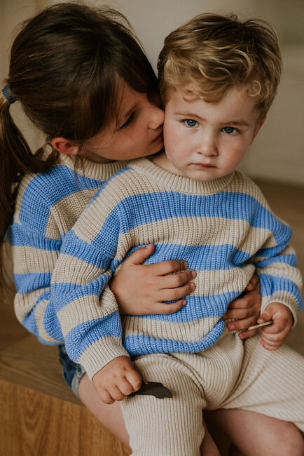 Blaue YUKI KIDSWEAR Pullover STRIPES SWEATER - large