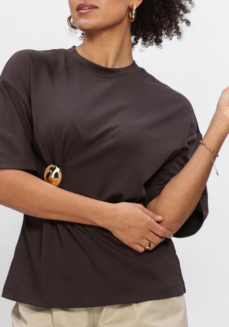 Braune SECOND FEMALE T-shirt ENORA BROOCH TEE - large