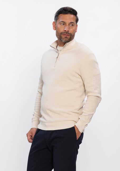 Ecru PROFUOMO Pullover PULLOVER HALF ZIP TWINKLE SLUB - large