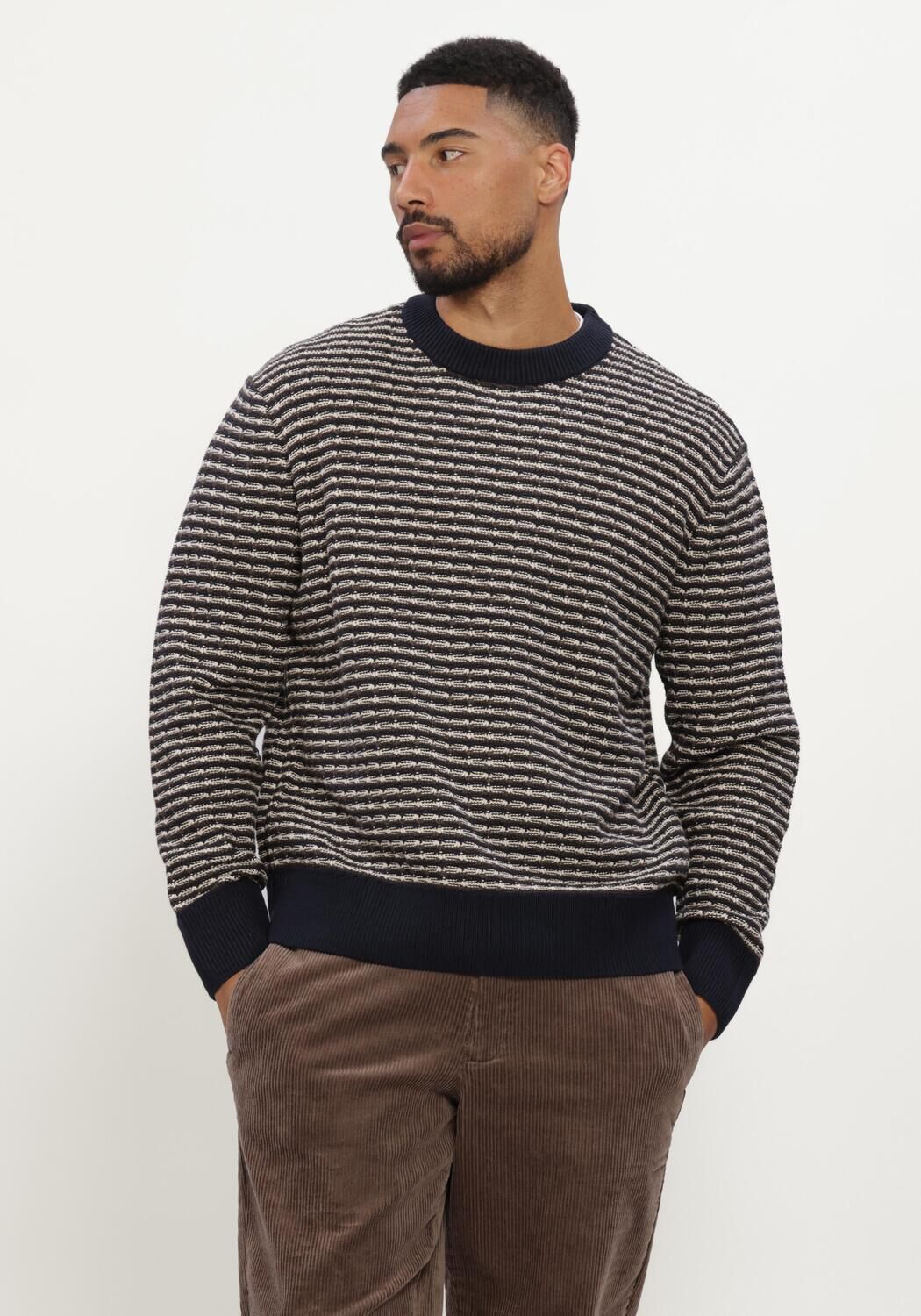 Mehrfarbige/Bunte SELECTED MEN Pullover SLMDARRELL LS STRUCTURE CREW NECK - large
