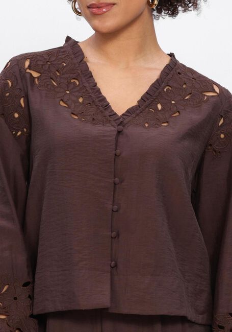 Braune OBJECT Blusen OBJLISA YUI L/S RE V-NECK TOP - large