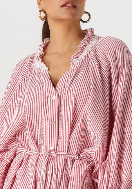 Rote POM AMSTERDAM Minikleid DRESS SEERSUCKER RED WHITE - large