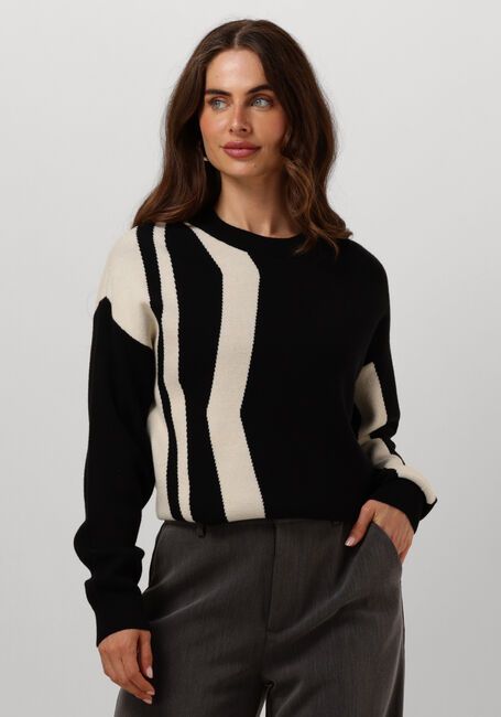 Schwarze OBJECT Pullover OBJRAY LO L/S KNIT PULLOVER AOP - large