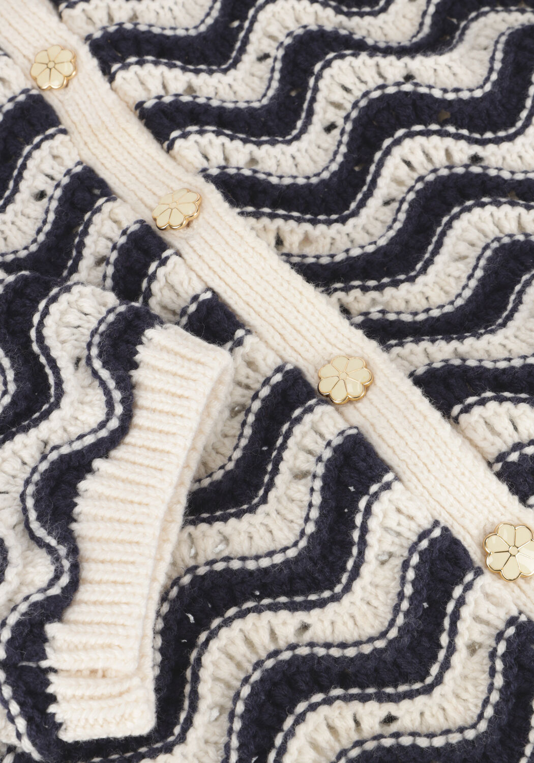 Blaue FABIENNE CHAPOT Strickjacke CARO CROCHET CARDIGAN LONG SLEEVE - large