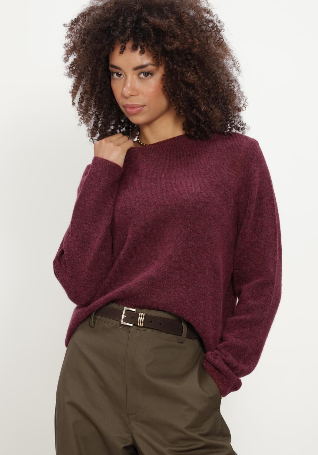 Bordeaux SELECTED WOMEN Pullover SLWLULU NEW LS KNIT O-NECK - large