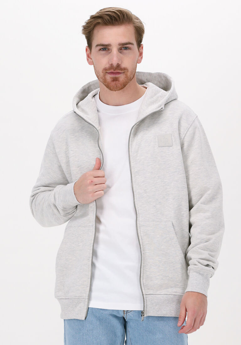 graue colourful rebel strickjacke uni patch melange zip hoodie