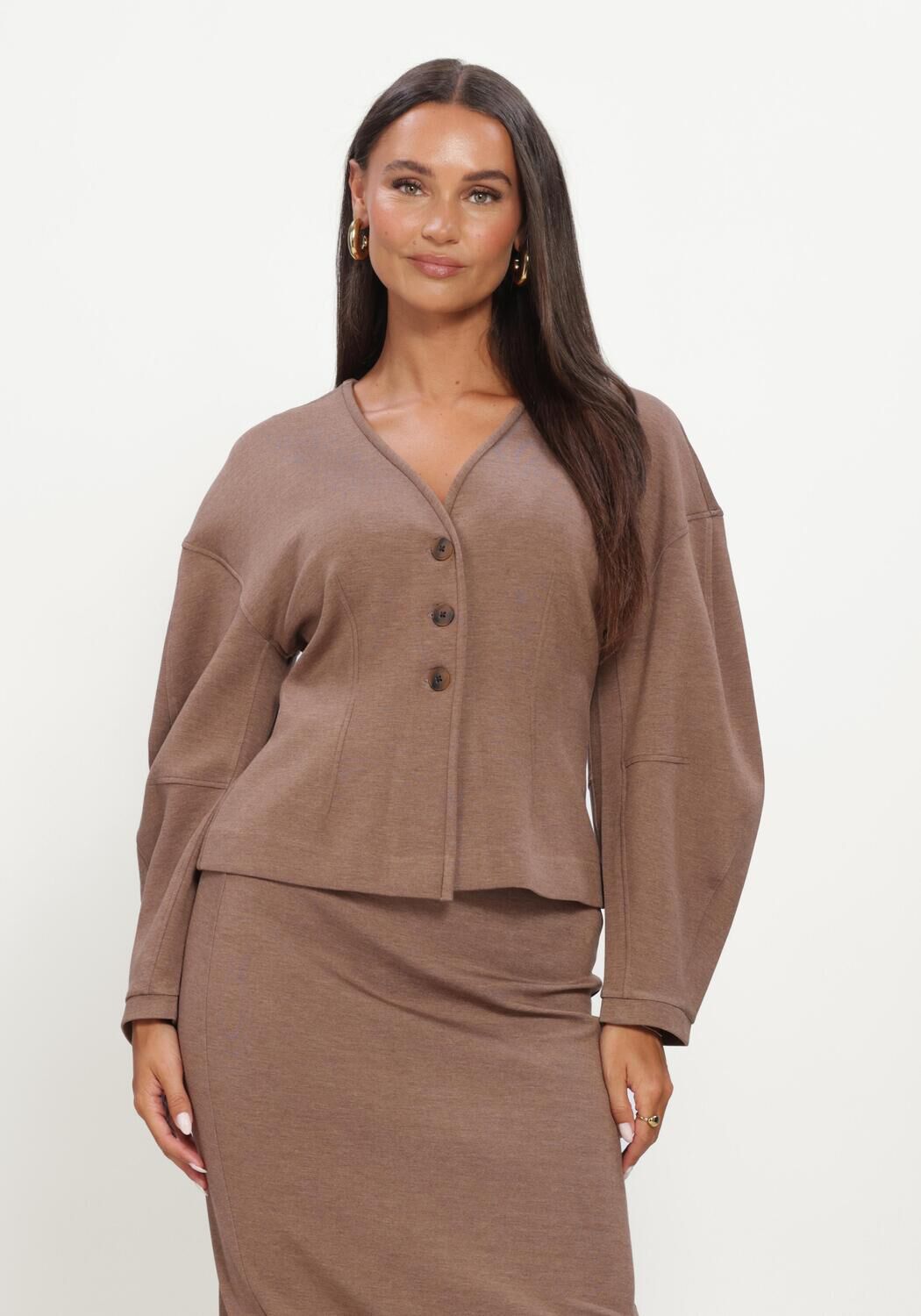 Braune INWEAR Pullover FARIIW VINCENTIW MEL JACKET - large