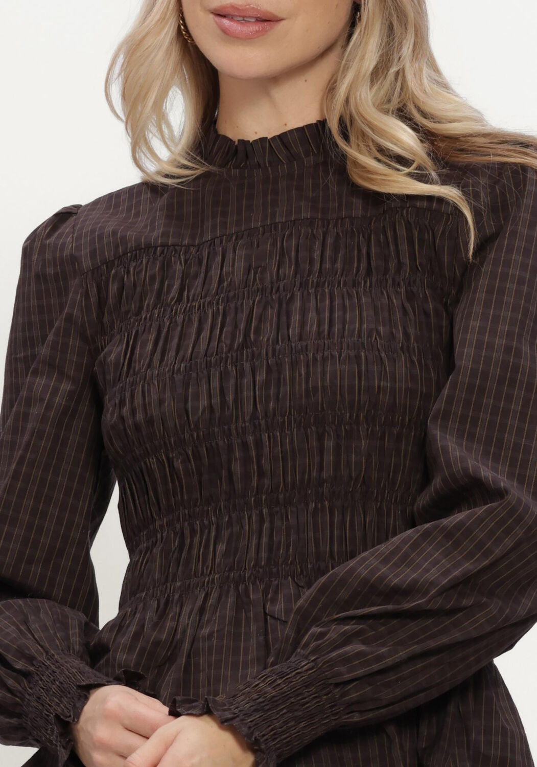 Braune NEO NOIR Blusen POSSA BIG CHECK BLOUSE - large