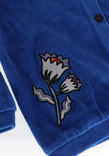 Blaue CARLIJNQ Strickjacke BASICS - RUFFLED CARDIGAN WITH EMBROIDERY - large