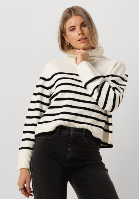 Weiße CO'COUTURE Rollkragenpullover MERO CROP STRIPE KNIT - large