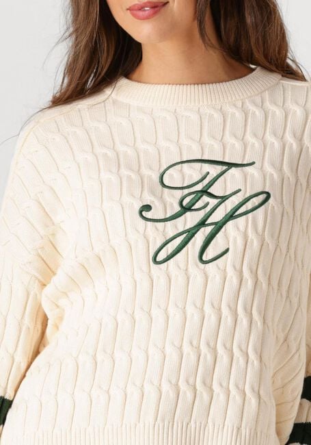 Creme TOMMY HILFIGER Top TEXTURED GRAPHIC C-NK LS SWT - large