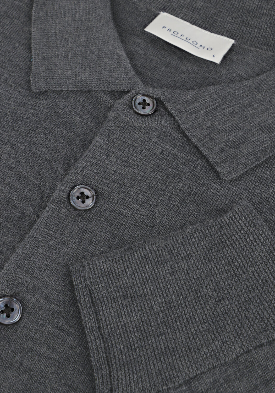 Graue PROFUOMO Polo-Shirt POLO LONG SLEEVE - large