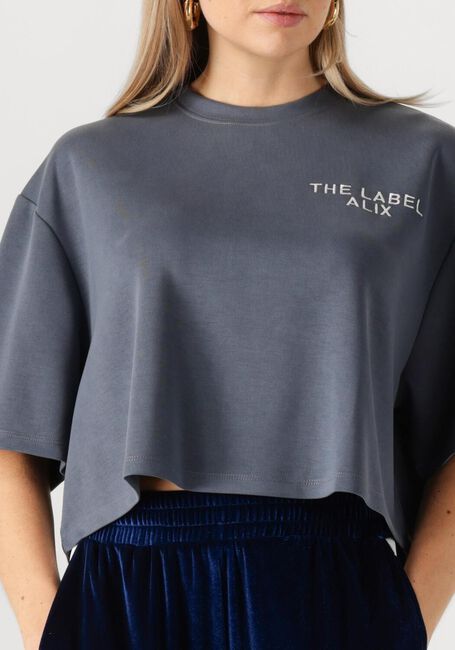 Graue ALIX THE LABEL T-shirt LADIES KNITTED FLOWY CROPPED TSHIRT - large