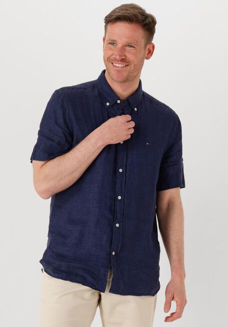 Dunkelblau TOMMY HILFIGER Casual-Oberhemd PIGMENT DYED LINEN RF SHIRT S/S - large